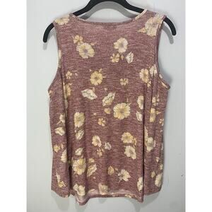 Womens Floral Sleeveless Top With Crisscross V-Neck Medium Love Fire Casual Wear